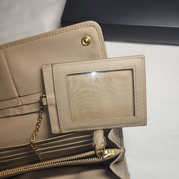 PRADA Grey Saffiano Leather Tessuto Bifold Long Wallet - Picture 11 of 16